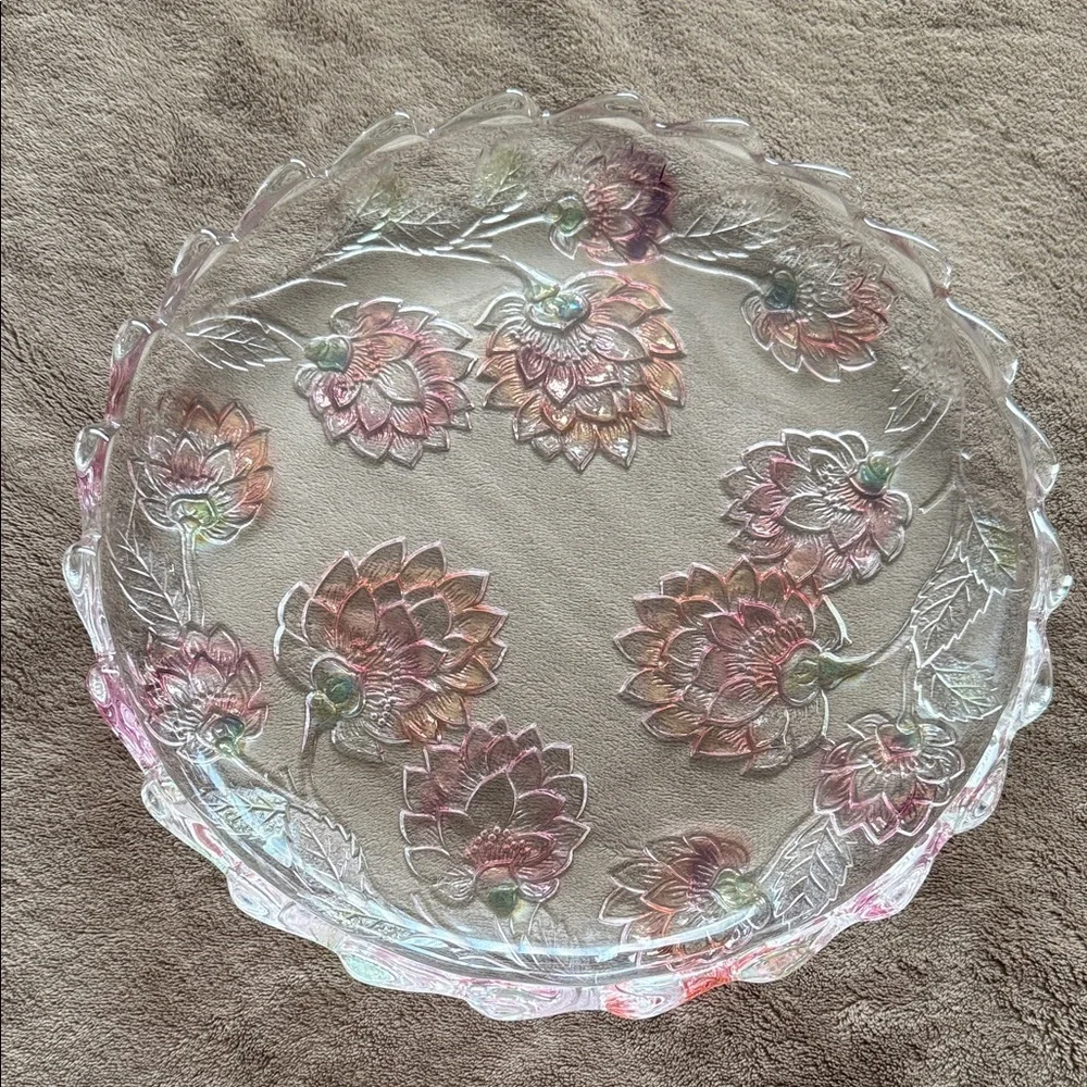 Floral Glass Decorative Plate